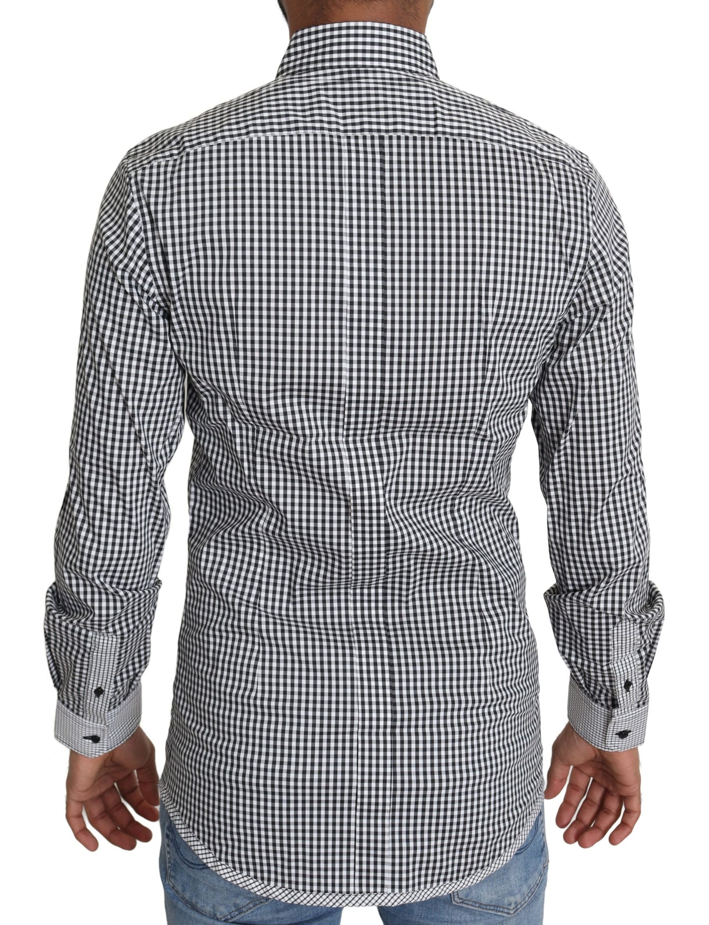 Black White Checkered Casual Shirt Dolce & Gabbana