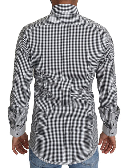 Black White Checkered Casual Shirt Dolce & Gabbana