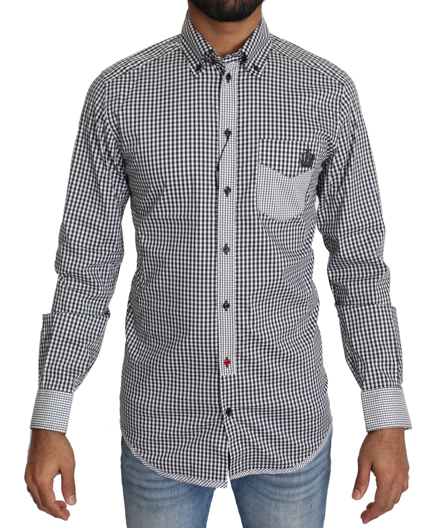 Black White Checkered Casual Shirt Dolce & Gabbana