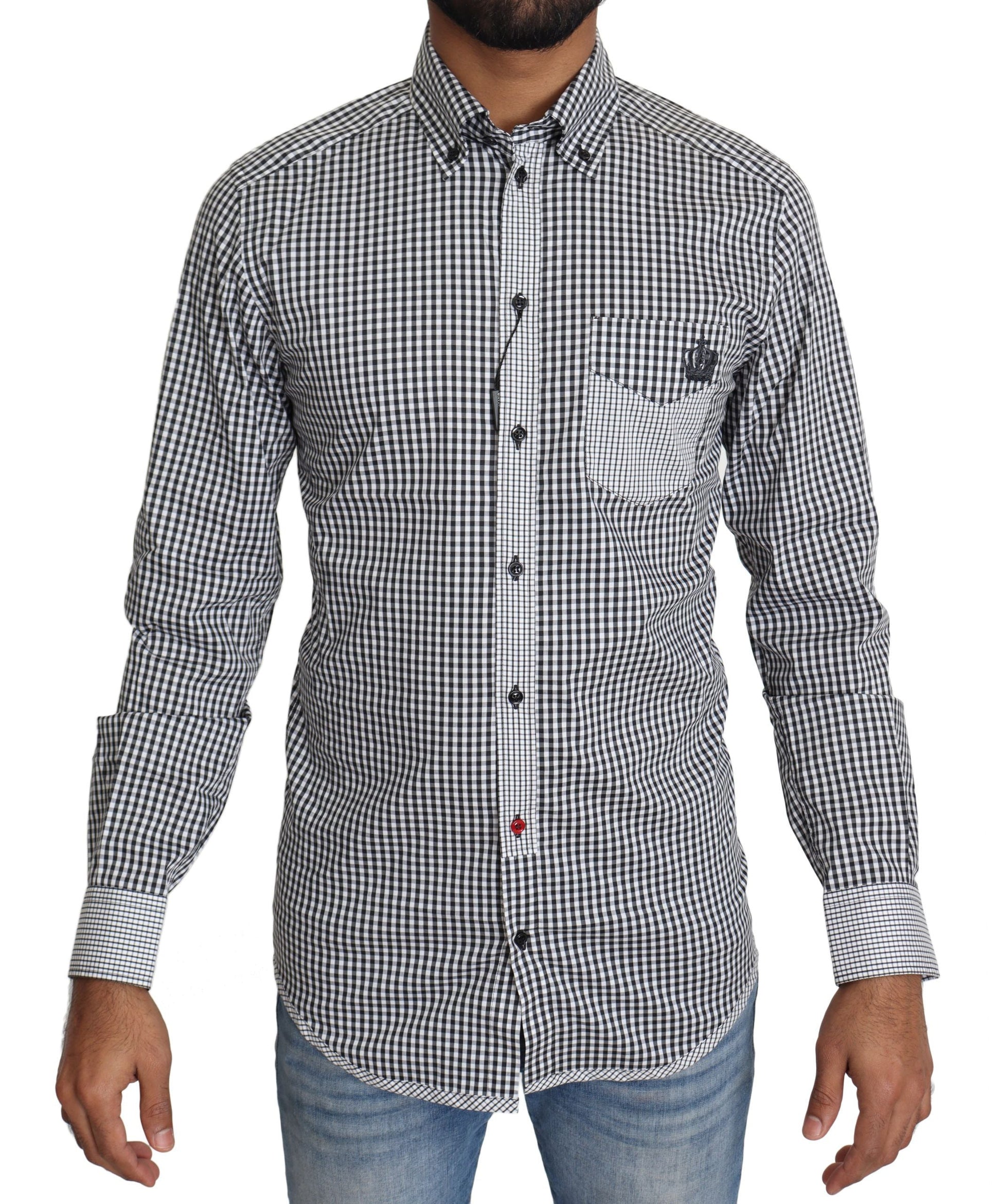Black White Checkered Casual Shirt Dolce & Gabbana