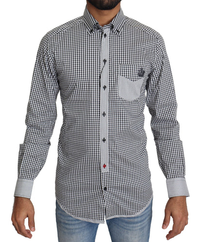Black White Checkered Casual Shirt Dolce & Gabbana