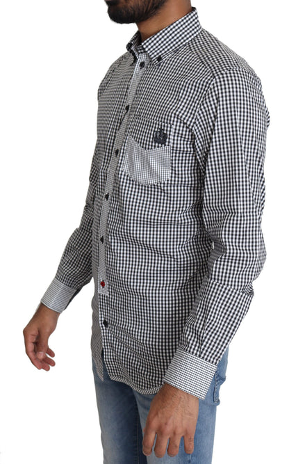 Black White Checkered Casual Shirt Dolce & Gabbana
