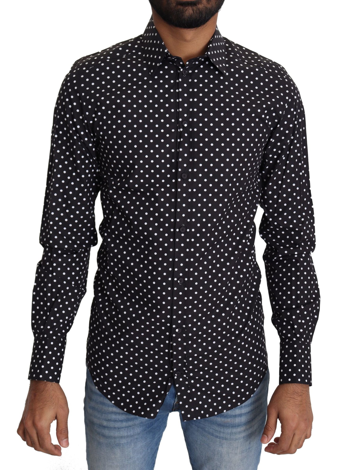 Black White Polka Dots Casual Shirt Dolce & Gabbana