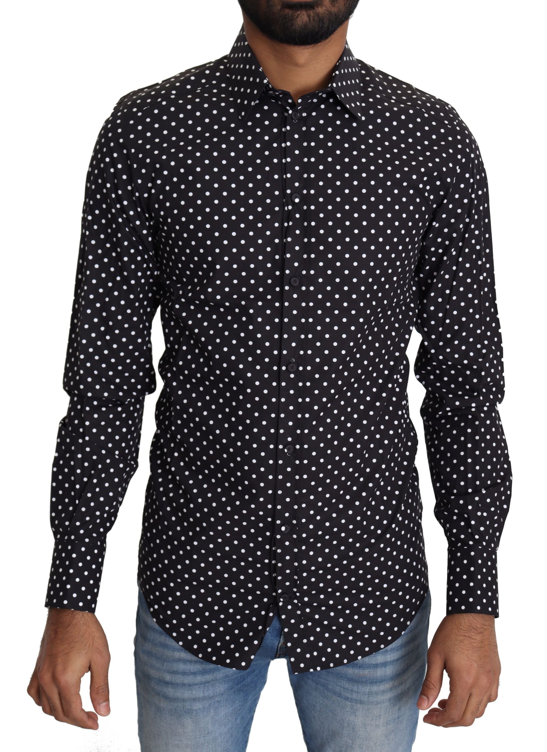 Black White Polka Dots Casual Shirt Dolce & Gabbana