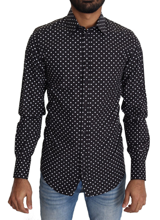 Black White Polka Dots Casual Shirt Dolce & Gabbana