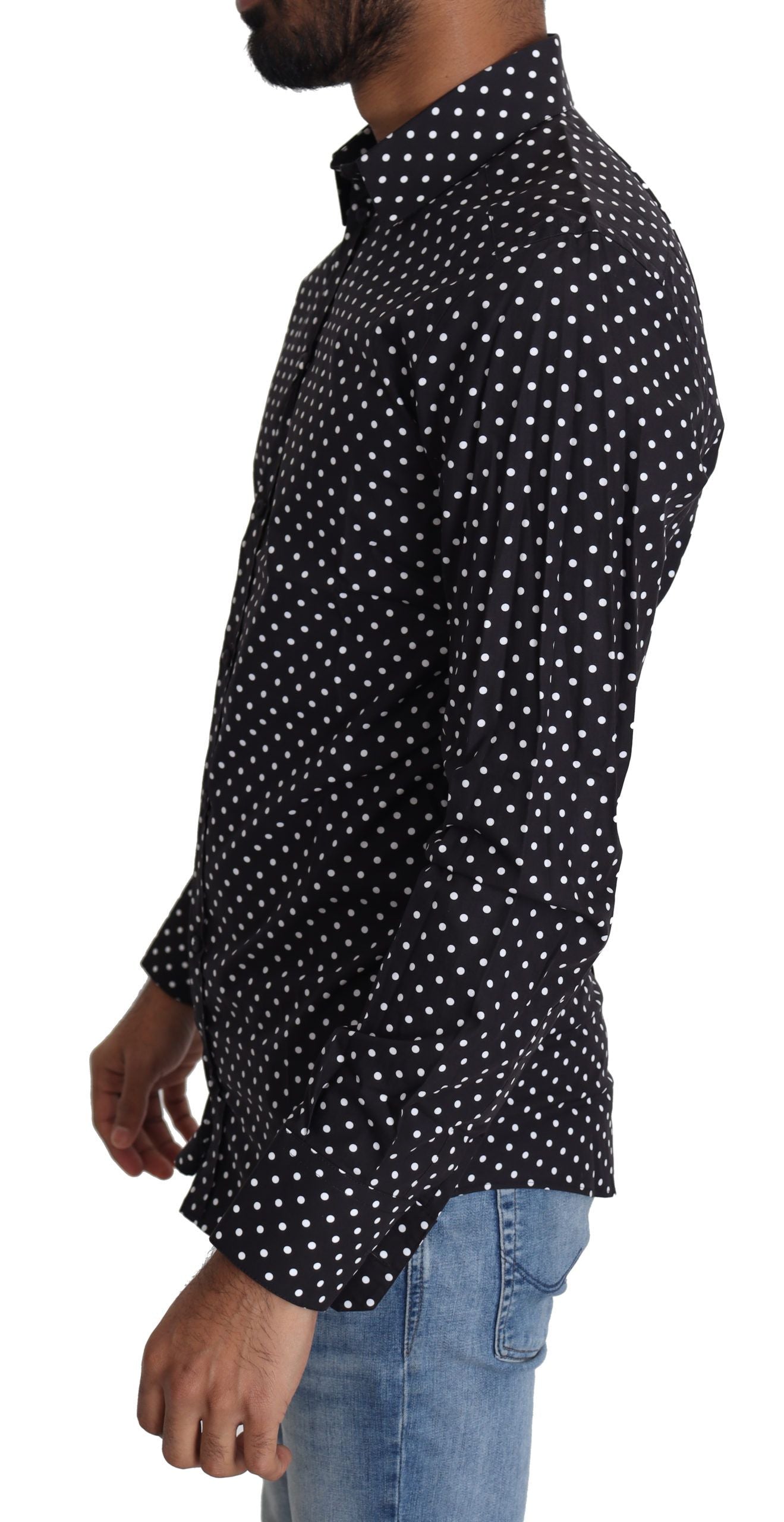 Black White Polka Dots Casual Shirt Dolce & Gabbana