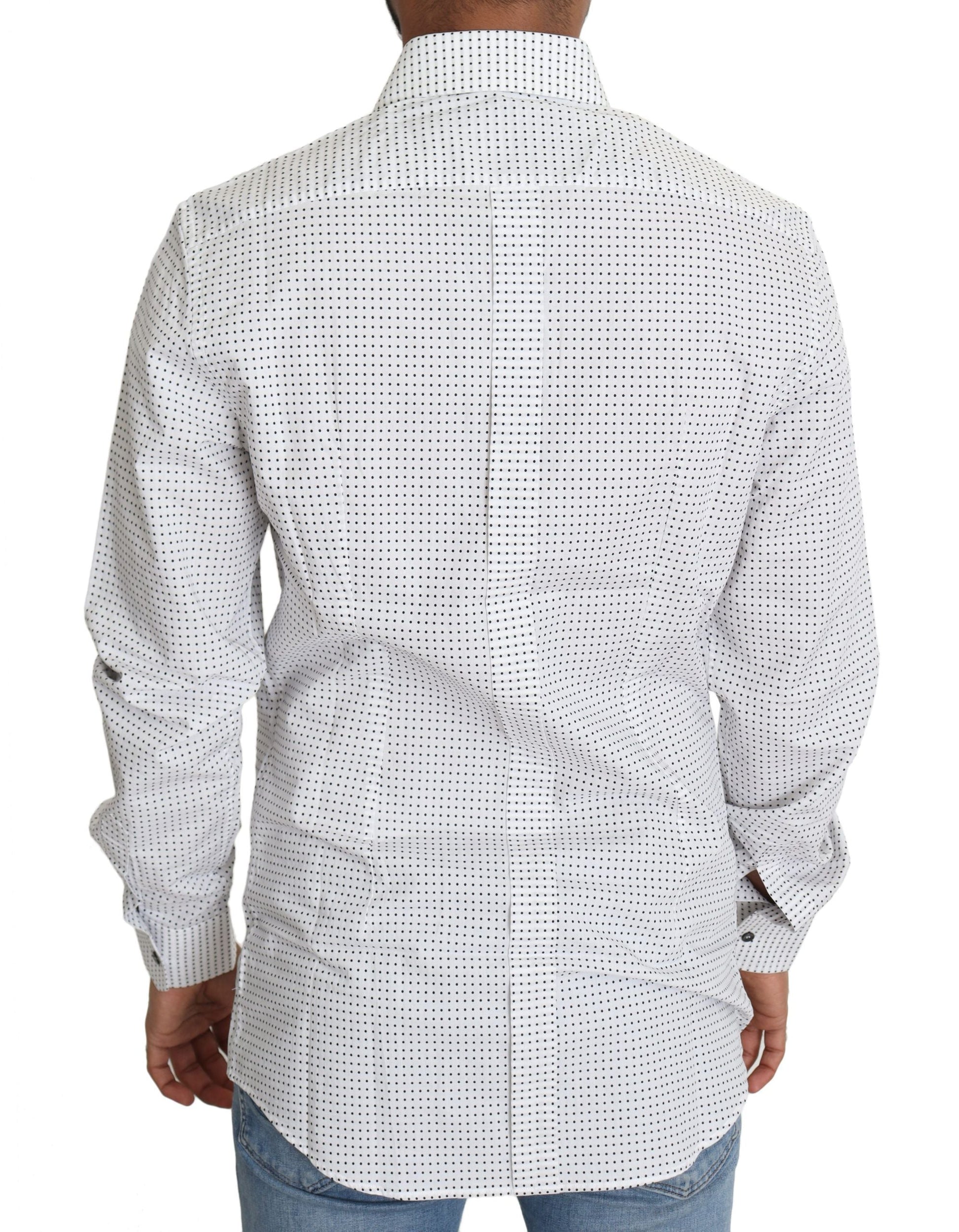 Black White Polka Dots Dress Shirt Dolce & Gabbana