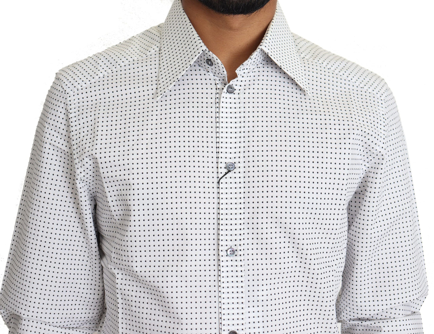 Black White Polka Dots Dress Shirt Dolce & Gabbana