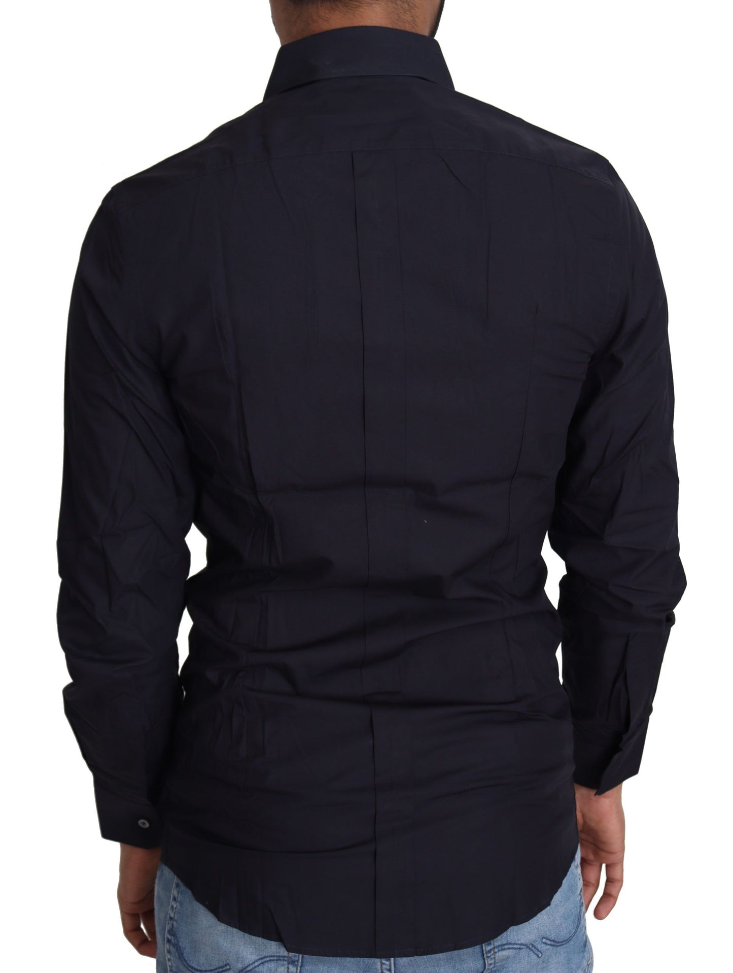 Navy Blue Cotton Formal Dress Shirt Dolce & Gabbana