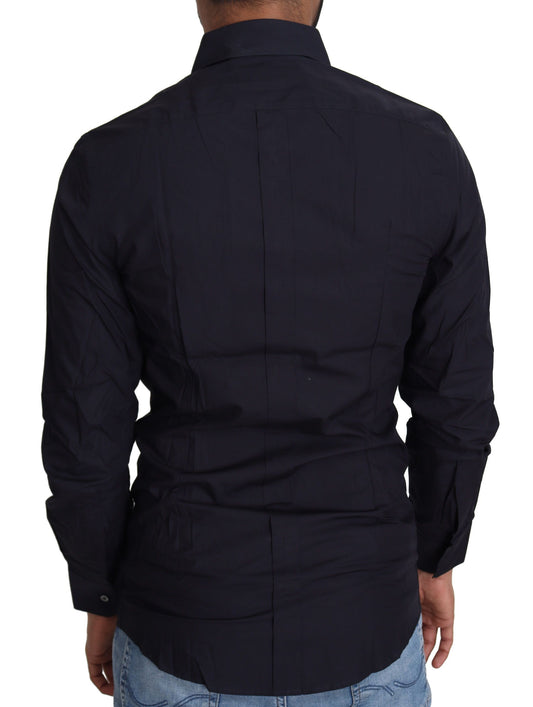 Navy Blue Cotton Formal Dress Shirt Dolce & Gabbana