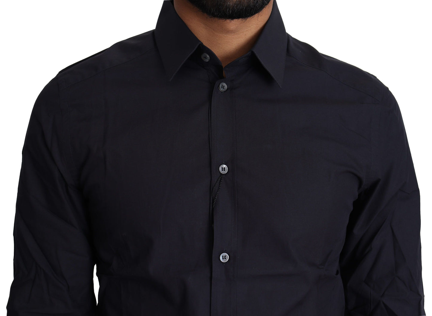 Navy Blue Cotton Formal Dress Shirt Dolce & Gabbana