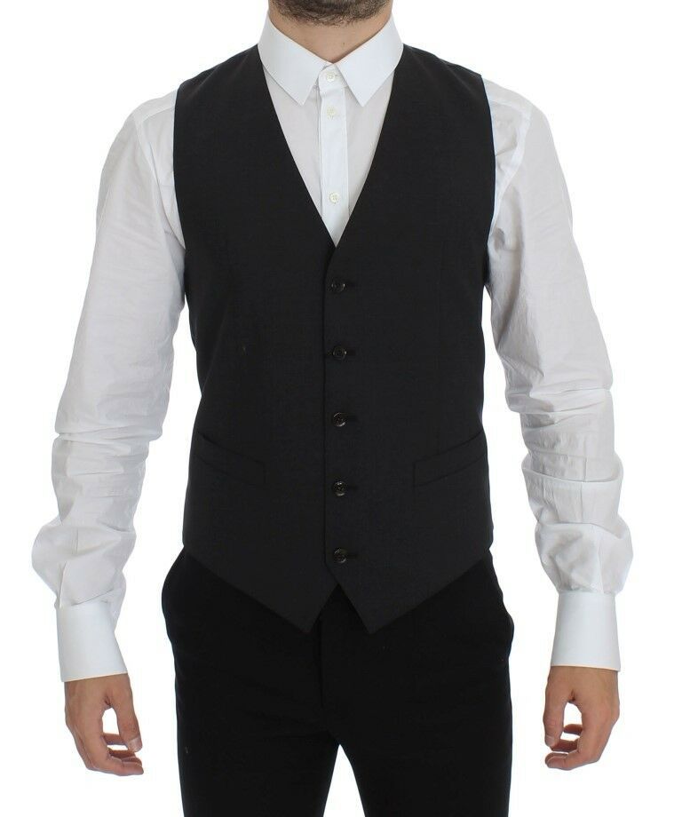 Gray Wool Stretch Dress Blazer Vest Dolce & Gabbana