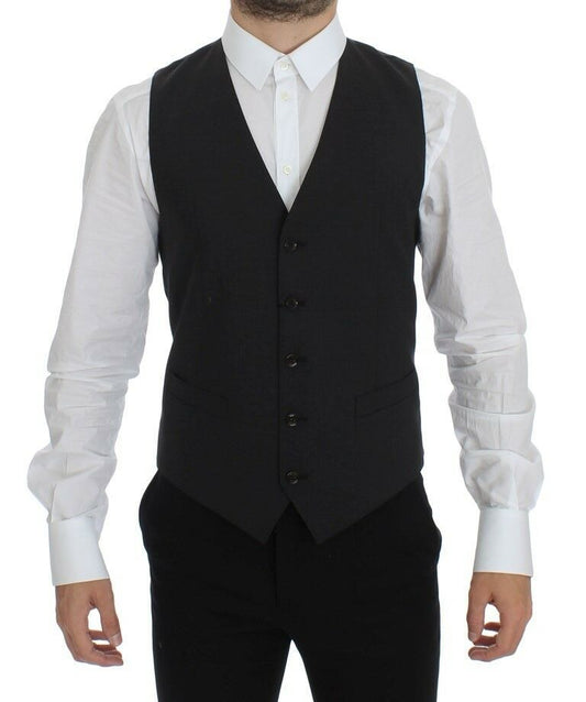 Gray Wool Stretch Dress Blazer Vest Dolce & Gabbana
