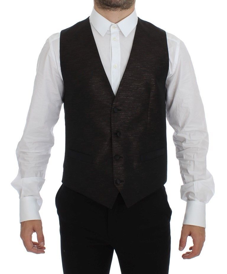 Black Wool Logo Dress Gilet Vest Dolce & Gabbana