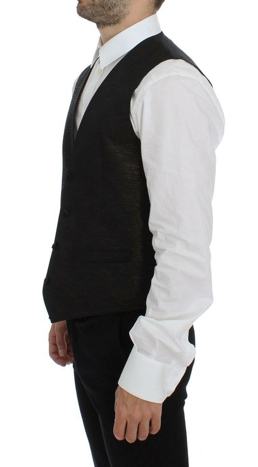 Black Wool Logo Dress Gilet Vest Dolce & Gabbana