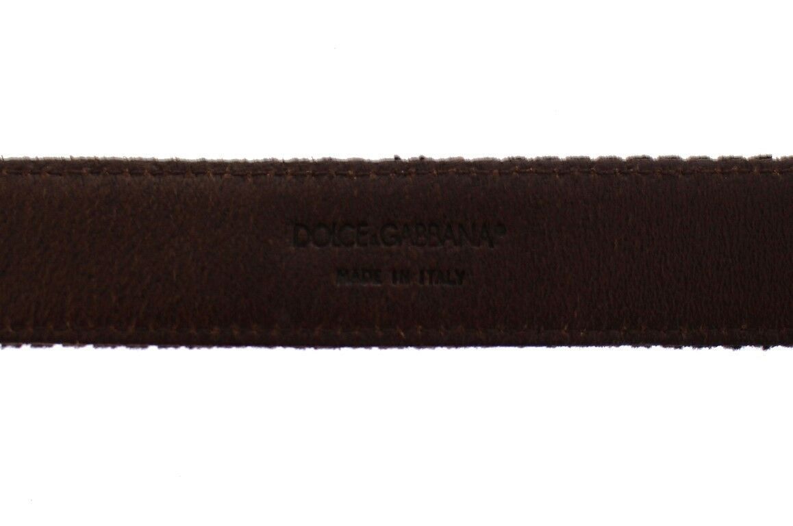Brown Leather Logo Cintura Gürtel Belt Dolce & Gabbana