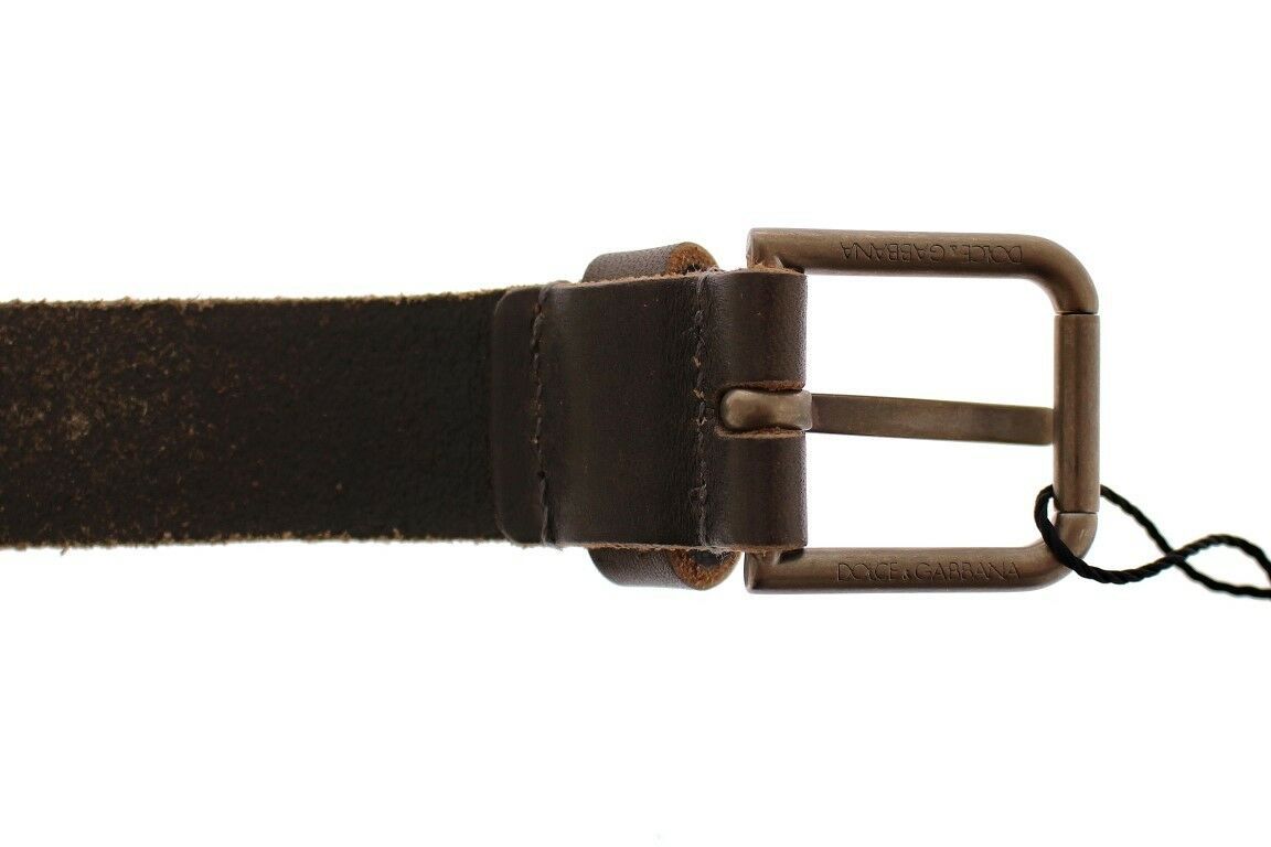 Brown Leather Logo Cintura Gürtel Belt Dolce & Gabbana