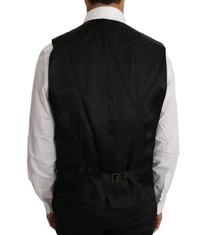 Black Solid Wool Silk Vest Dolce & Gabbana