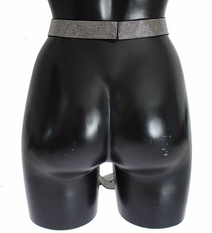 Black Silk Clear Crystal Bow Waist Belt Dolce & Gabbana