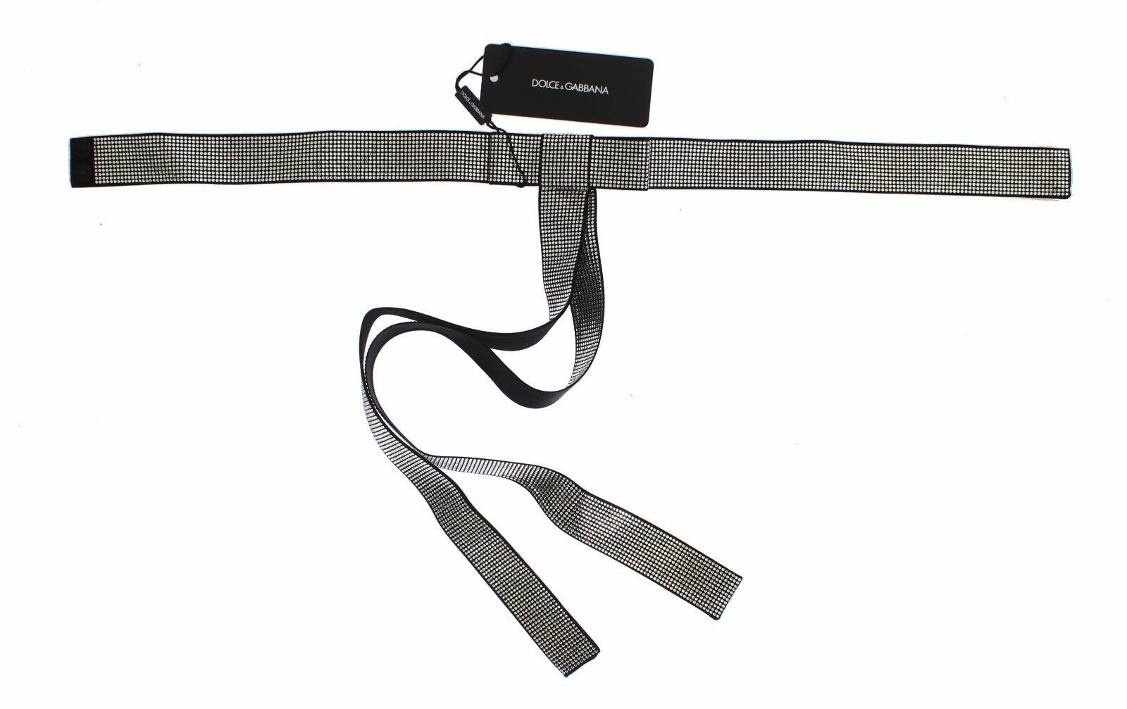 Black Silk Clear Crystal Bow Waist Belt Dolce & Gabbana