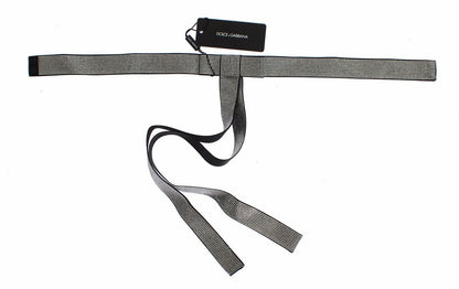 Black Silk Clear Crystal Bow Waist Belt Dolce & Gabbana