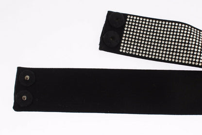 Black Silk Clear Crystal Bow Waist Belt Dolce & Gabbana
