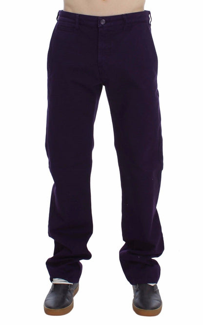 Purple Cotton Stretch Purple Fit  Pants GF Ferre