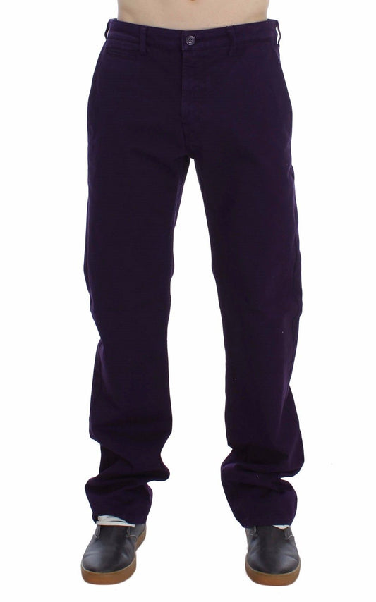 Purple Cotton Stretch Purple Fit  Pants GF Ferre