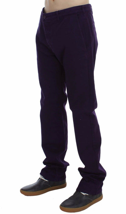 Purple Cotton Stretch Purple Fit  Pants GF Ferre