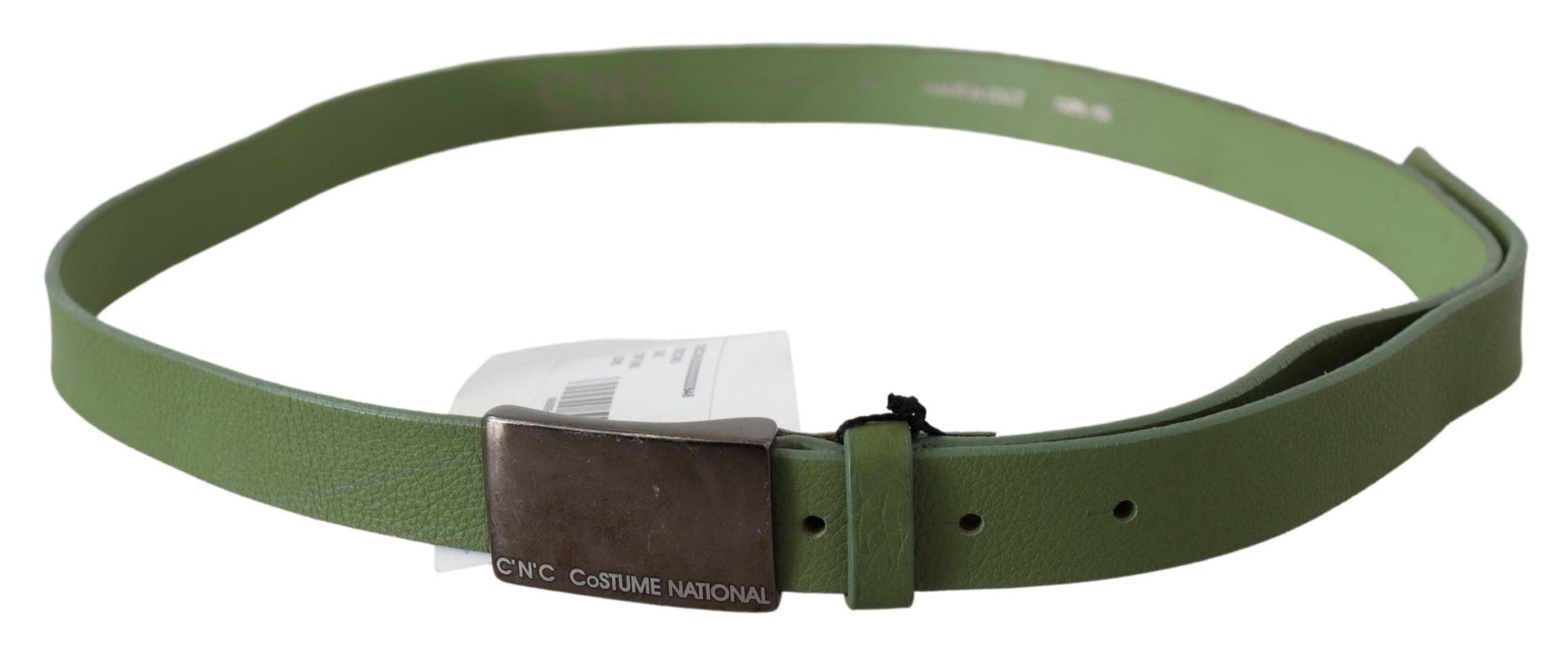 Green Leather Silver Buckle Waist Men Belt Costume National