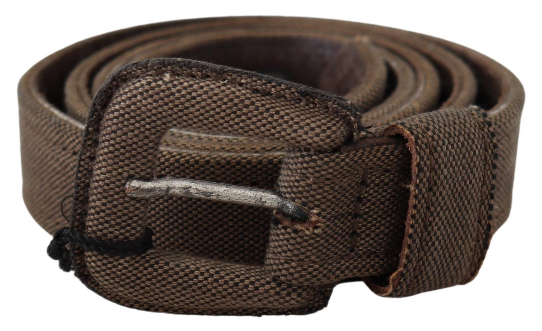 Brown Leather Logo Buckle Waist Belt Costume National