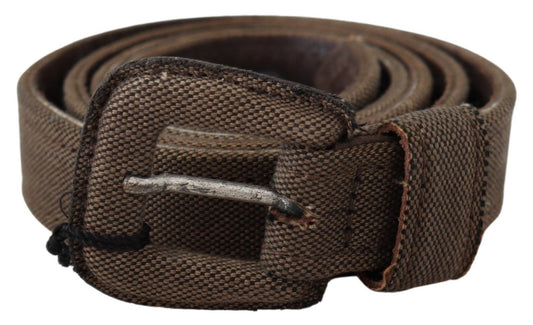 Brown Leather Logo Buckle Waist Belt Costume National