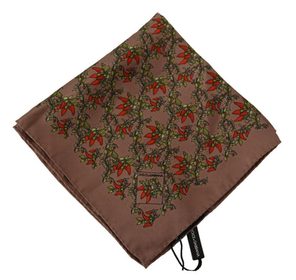 Brown Carrots Print Silk Handkerchief