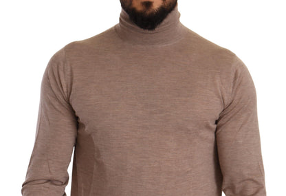 Brown Cashmere Turtleneck Pullover Sweater