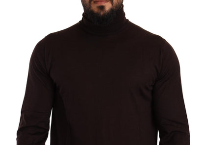 Brown Cashmere Turtleneck Pullover Sweater