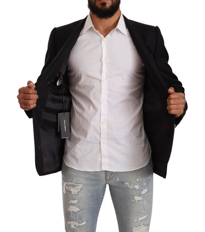 Black Wool Single Breasted Suit GOLD Jacket