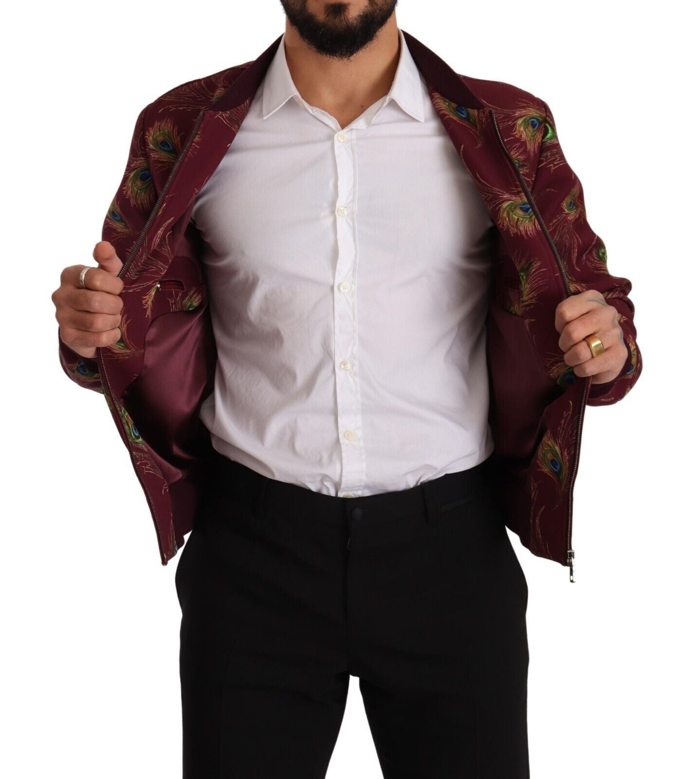 Red Peacock Polyester Stretch Full Zip Jacket