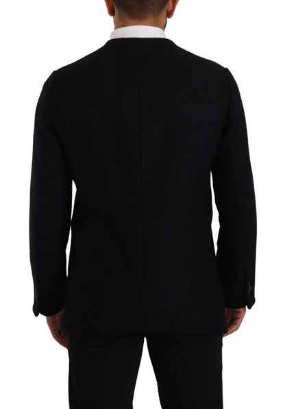 Gray Alpaca Button Down Men Coat Jacket