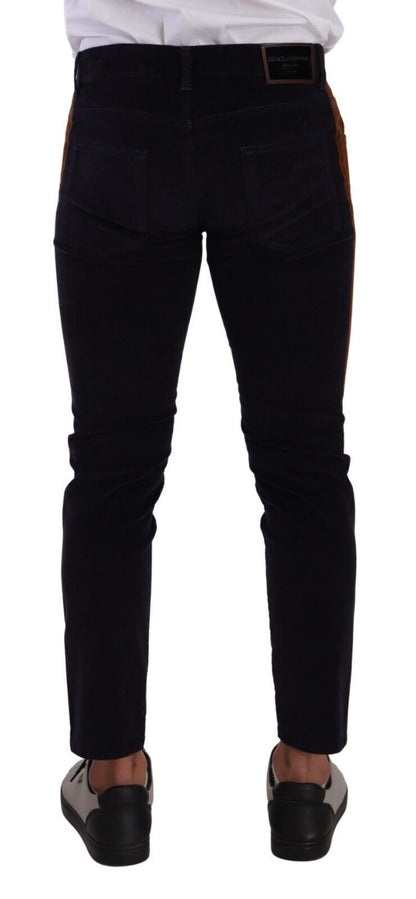 Blue Cotton Stretch Skinny Corduroy Jeans