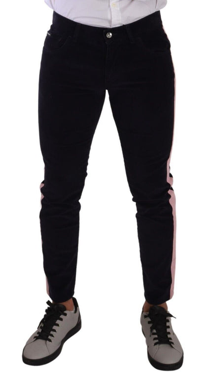 Blue Corduroy Cotton Stretch Skinny Jeans