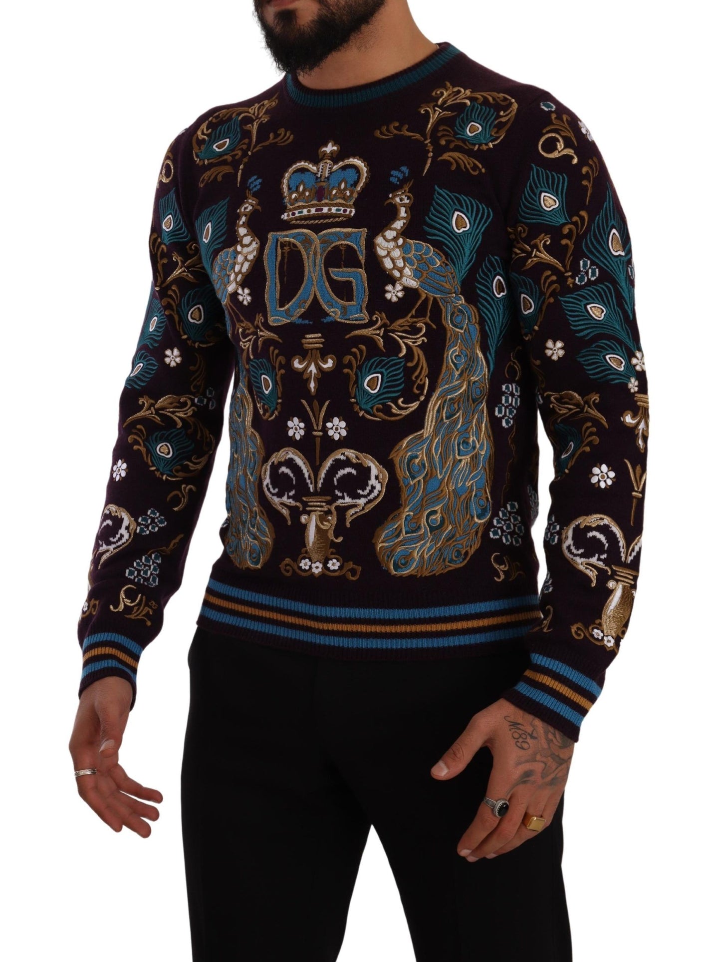 Bordeaux Cashmere DG Crown Embroidered Sweater