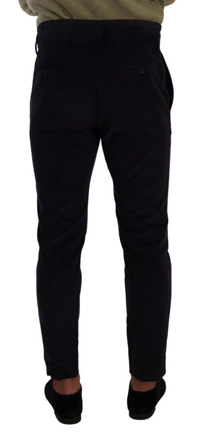 Blue Cotton Skinny Corduroy Trouser Pants