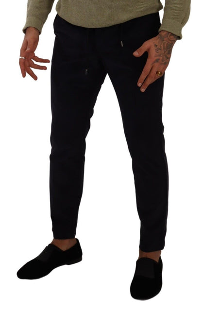 Blue Cotton Skinny Corduroy Trouser Pants