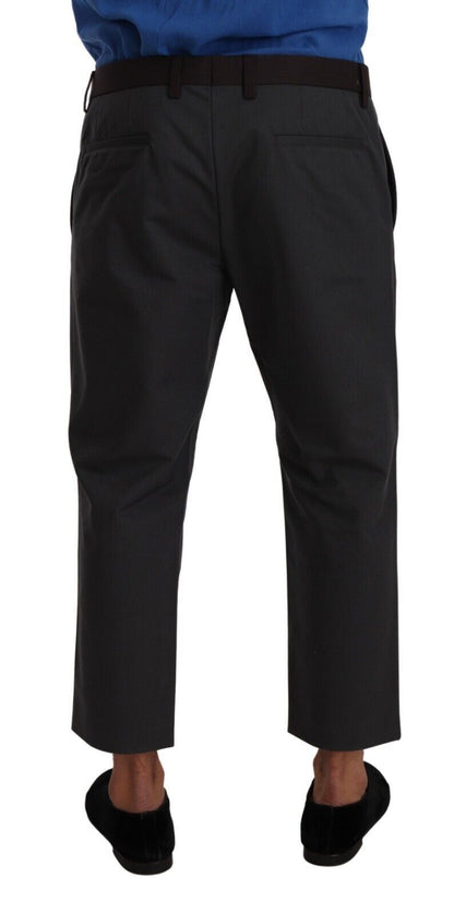 Gray Bordeaux Striped Cropped Trouser Pants