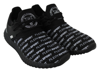 Black Polyester Runner Henry Sneakers Shoes