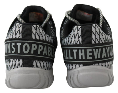 Black Polyester Runner Mason Sneakers Shoes
