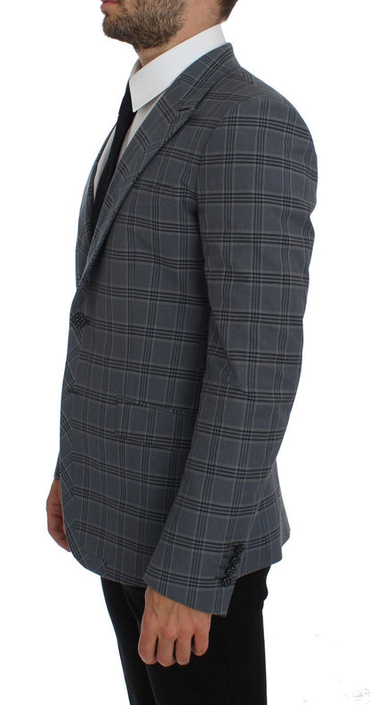 Blue Checkered Slim Fit Blazer Jacket Dolce & Gabbana