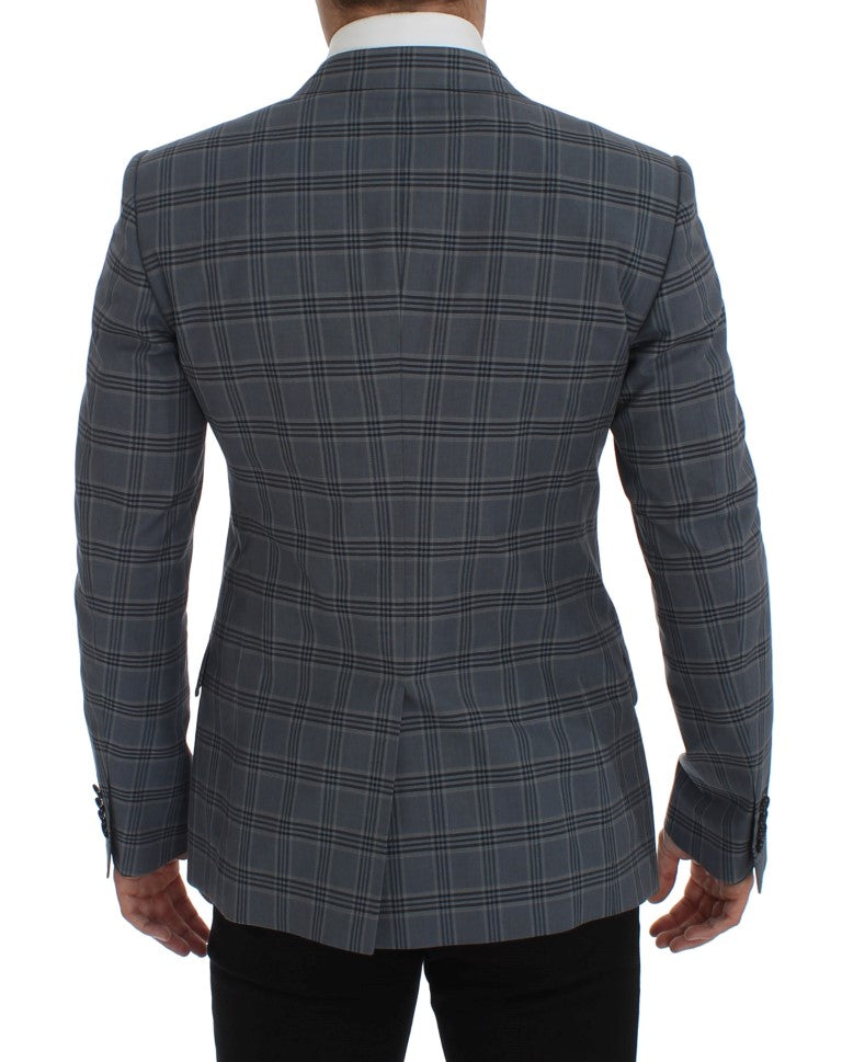Blue Checkered Slim Fit Blazer Jacket Dolce & Gabbana