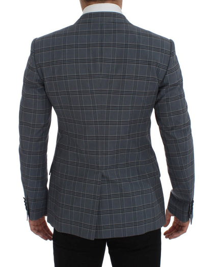Blue Checkered Slim Fit Blazer Jacket Dolce & Gabbana