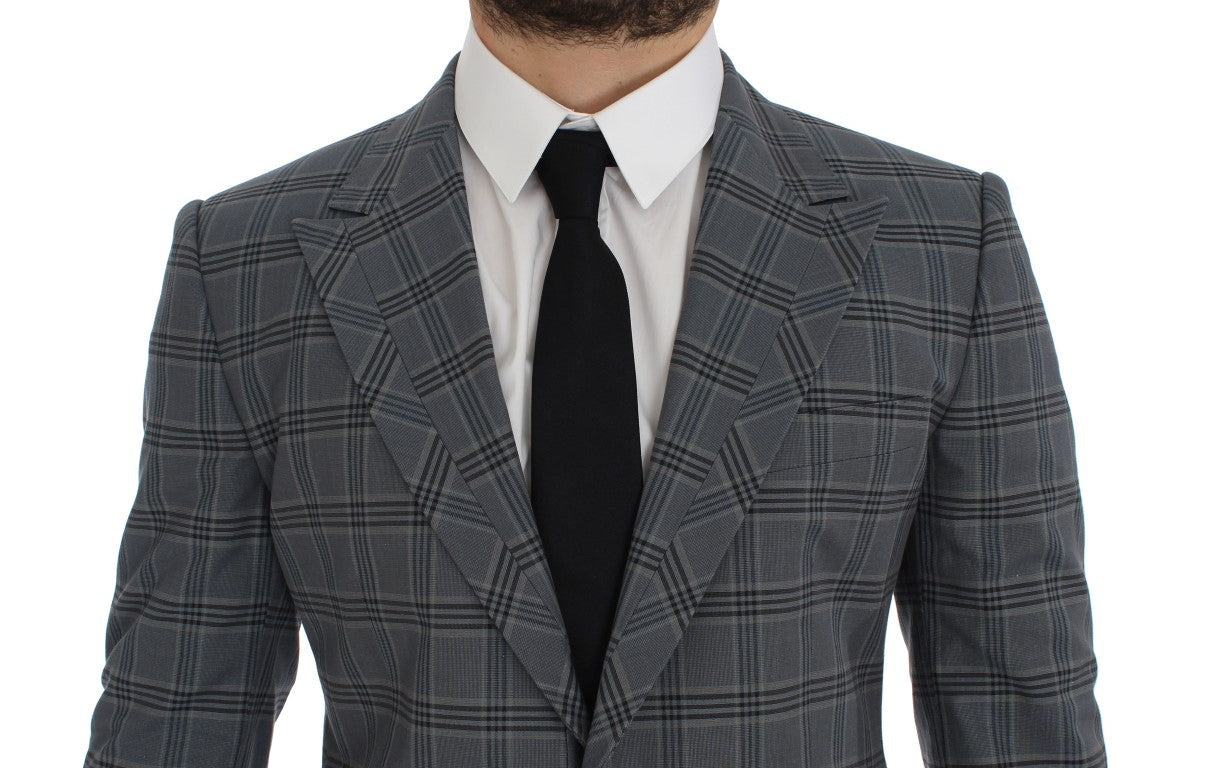 Blue Checkered Slim Fit Blazer Jacket Dolce & Gabbana
